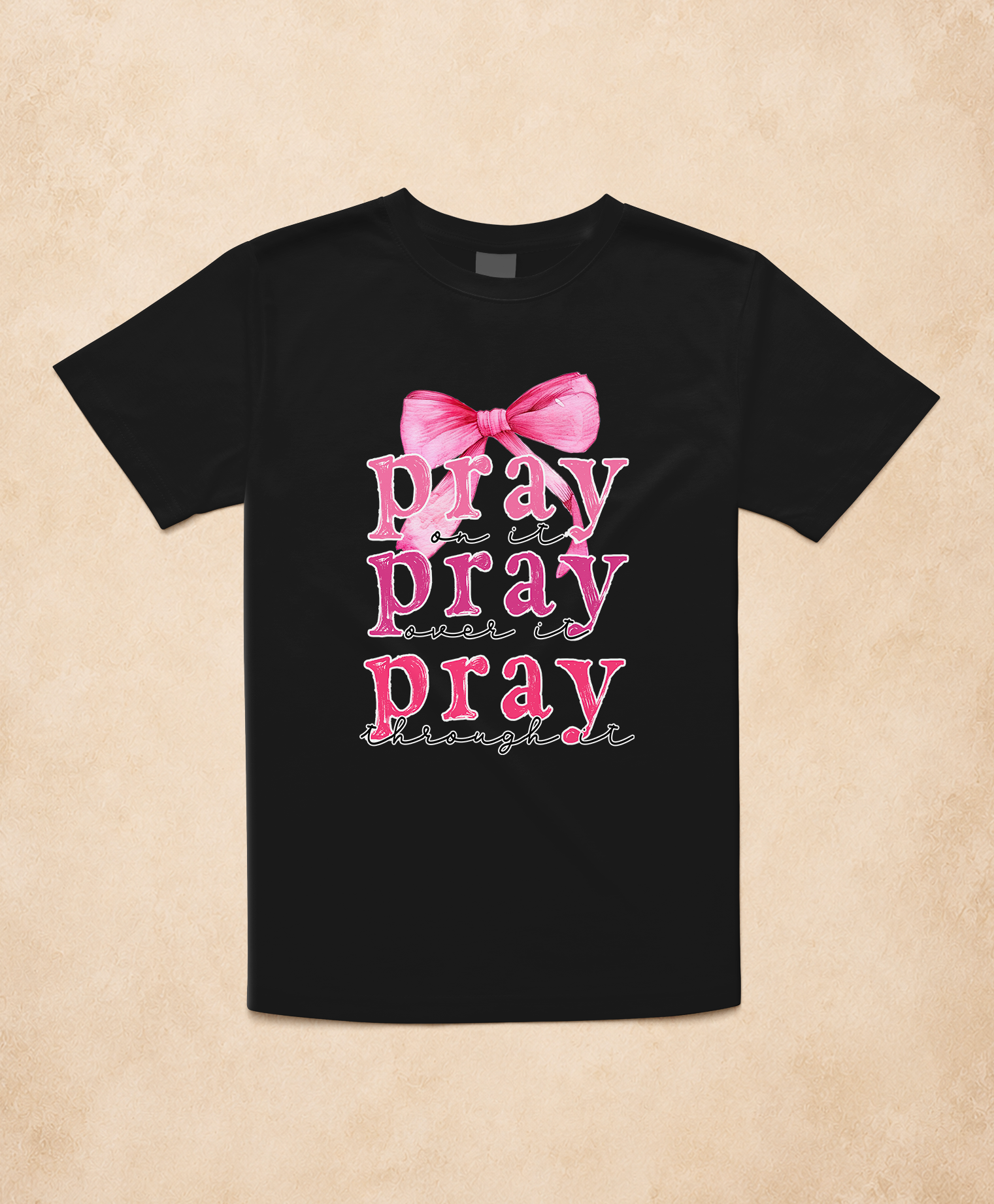 Pray On It Pink Bow Faith Tee