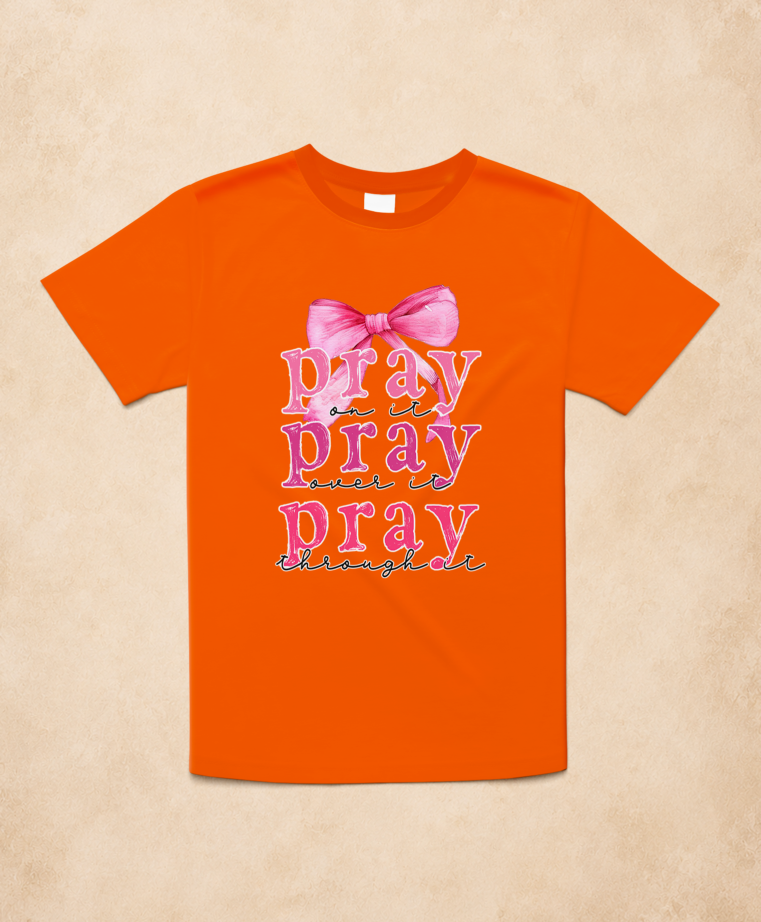 Pray On It Pink Bow Faith Tee
