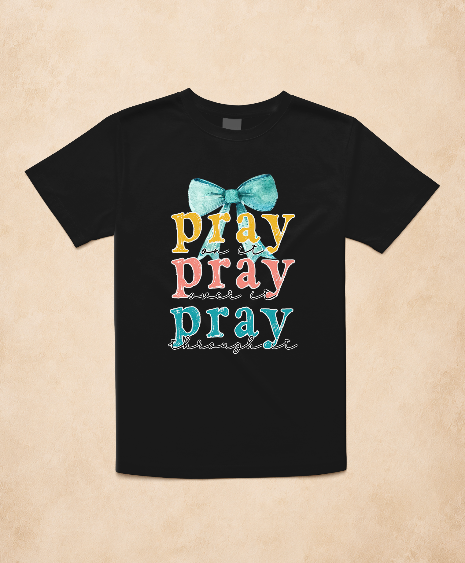 Colorful Pray Through It Bow Tee