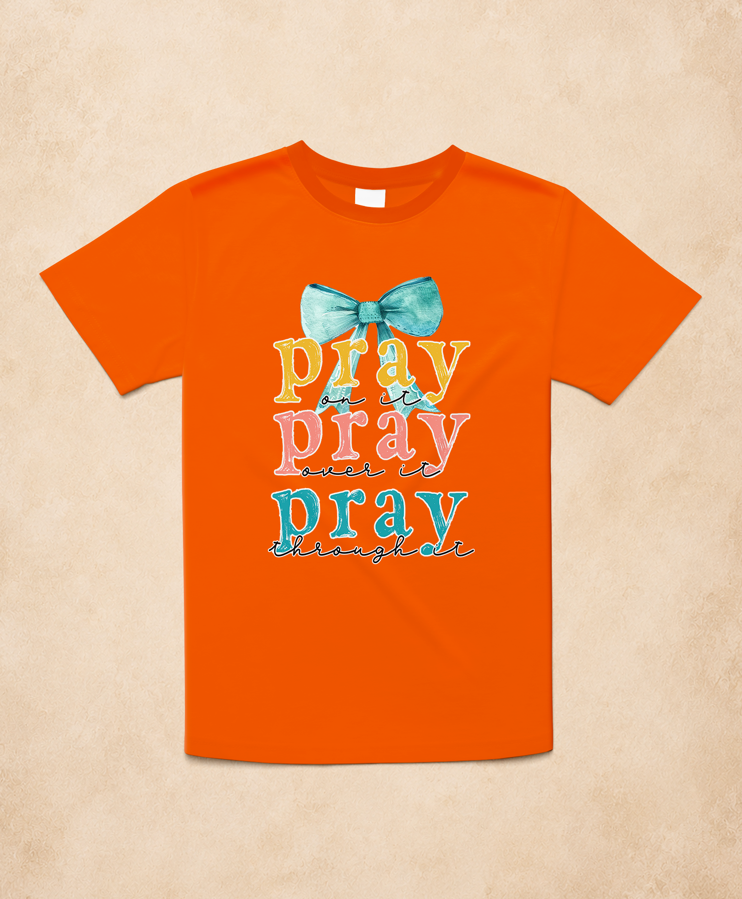 Colorful Pray Through It Bow Tee