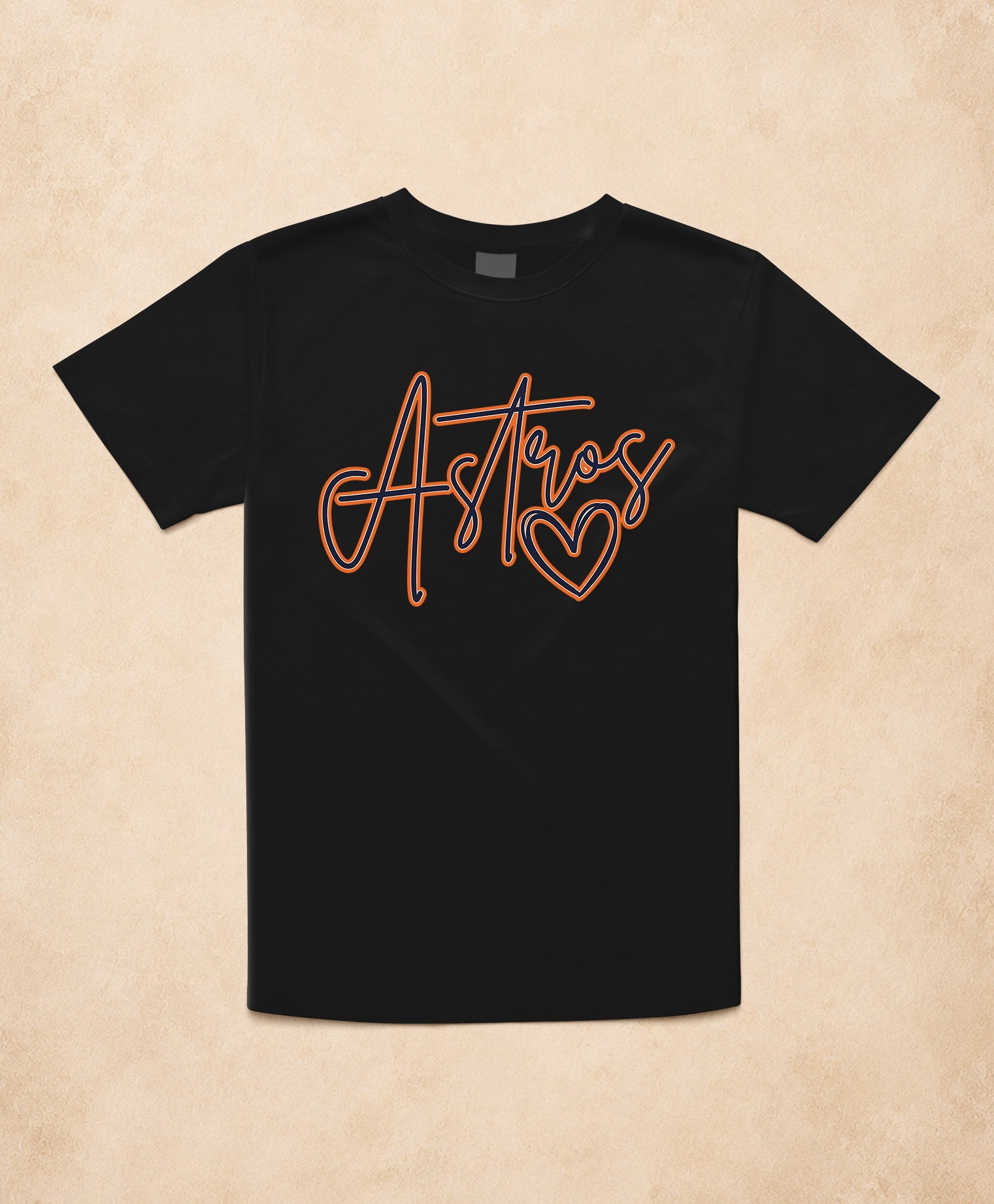 Astros Heart Script Graphic